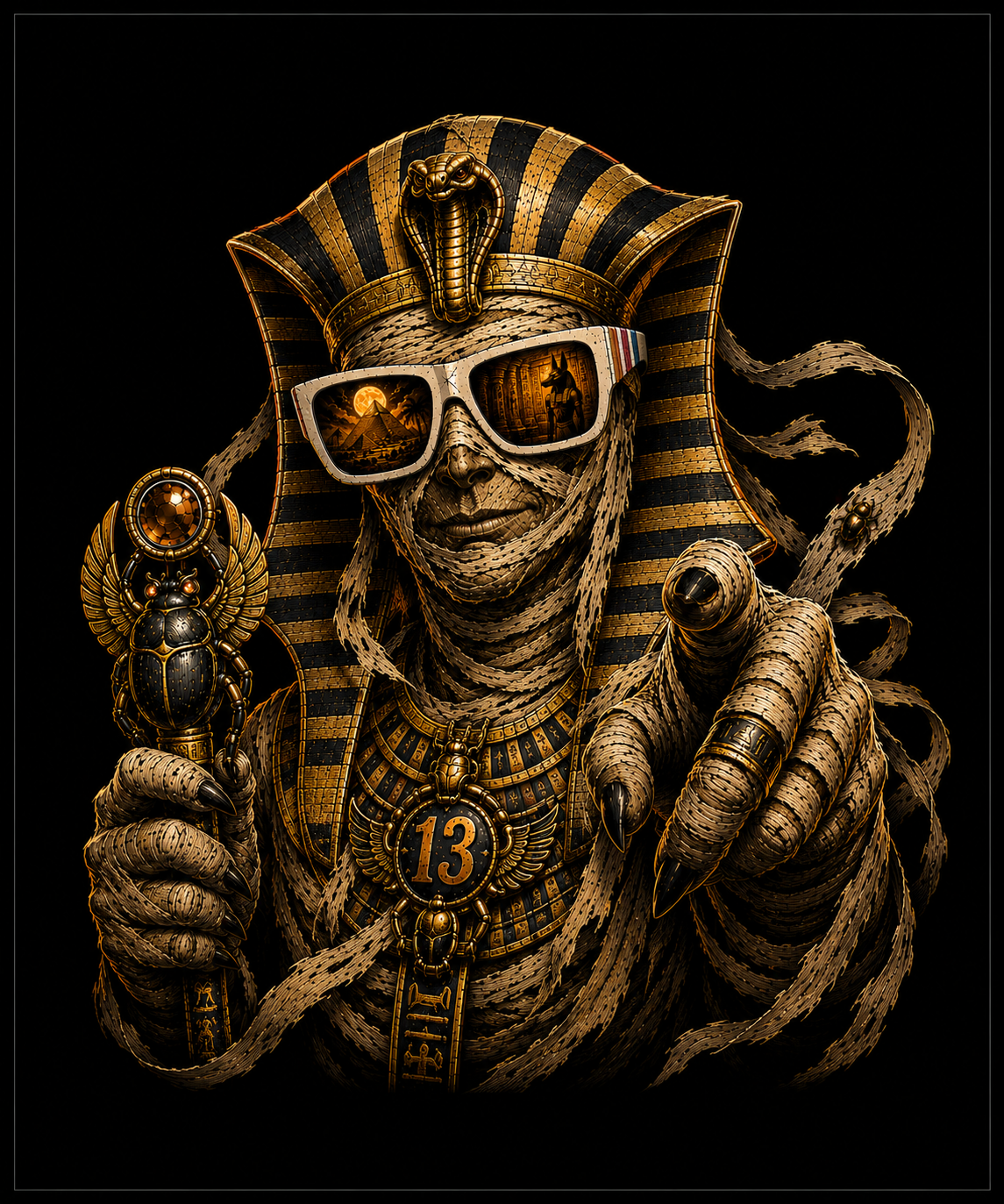 Pharaoh Mummy Graphic Tee - Egyptian King Halloween T-Shirt