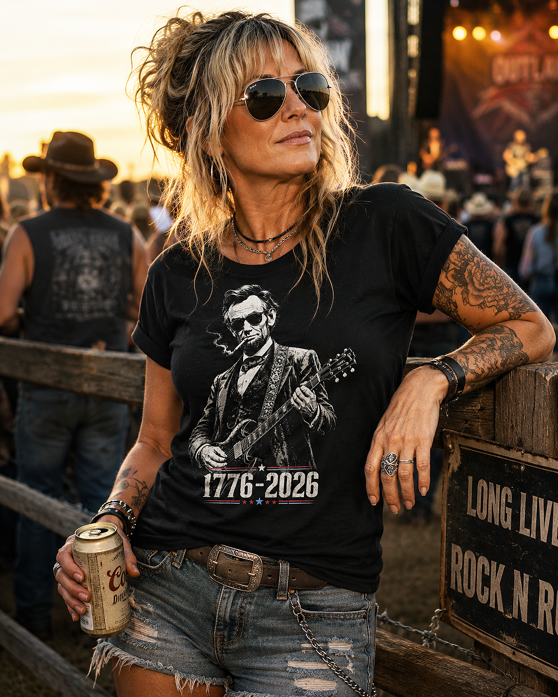 Honest Abe T-Shirt | Abraham Lincoln Guitar 1776 2026 America 250th Birthday Tee