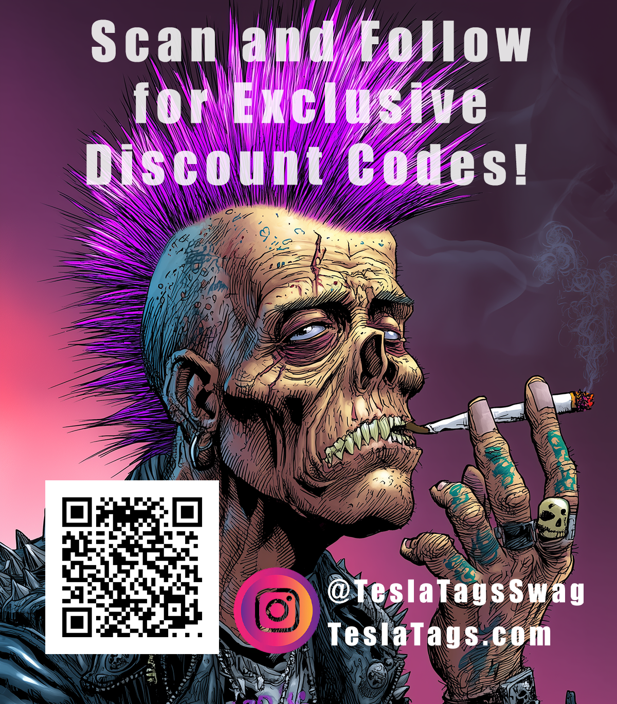 Neon Skullwave Holographic Sticker | Neon Skull Horror Sticker
