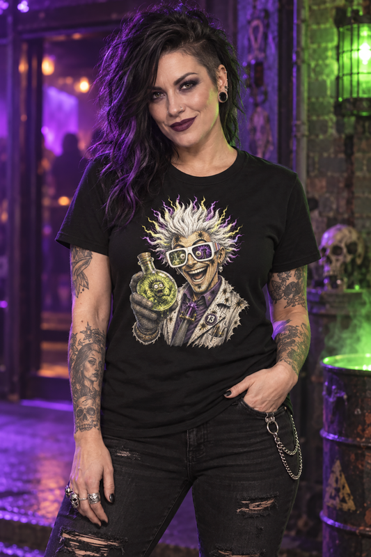 Mad Scientist Graphic Tee - Crazy Chemist Halloween T-Shirt