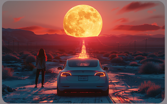 Tesla Keycard Sticker: Moonlit Journey