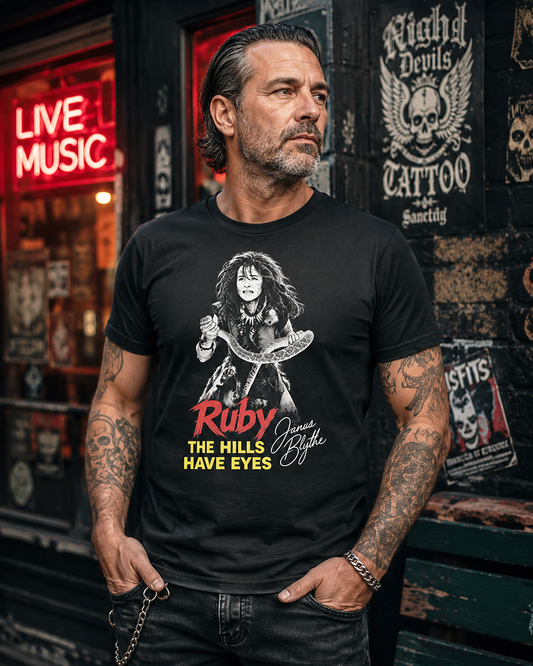 Hills Have Eyes shirt Ruby Janus Blythe horror portrait black tee snake graphic