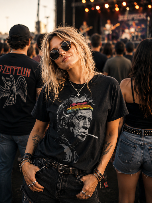 Keith Richards T-Shirt | Rock Guitar Legend Portrait Tribute Tee