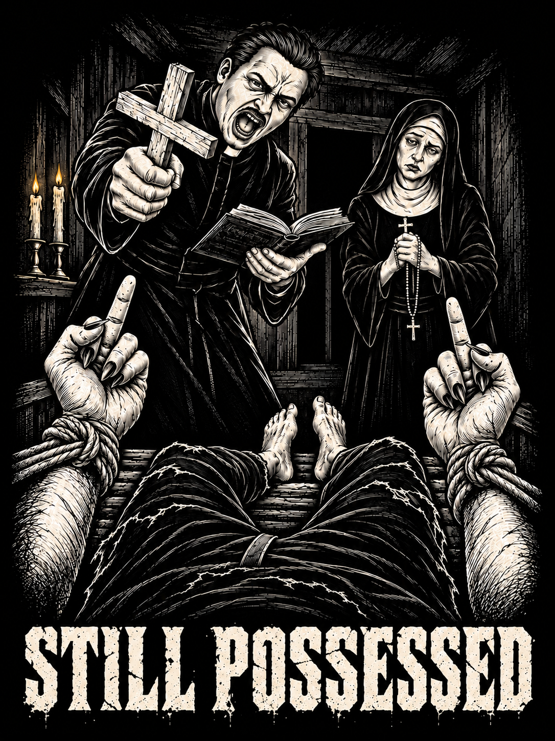 Still Possessed Graphic Tee - Gothic Exorcism Horror T-Shirt