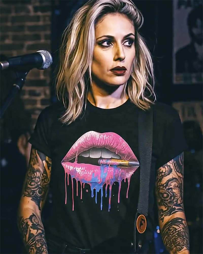 Killer Kiss T-Shirt — Dripping Lips Bullet Graphic Tee