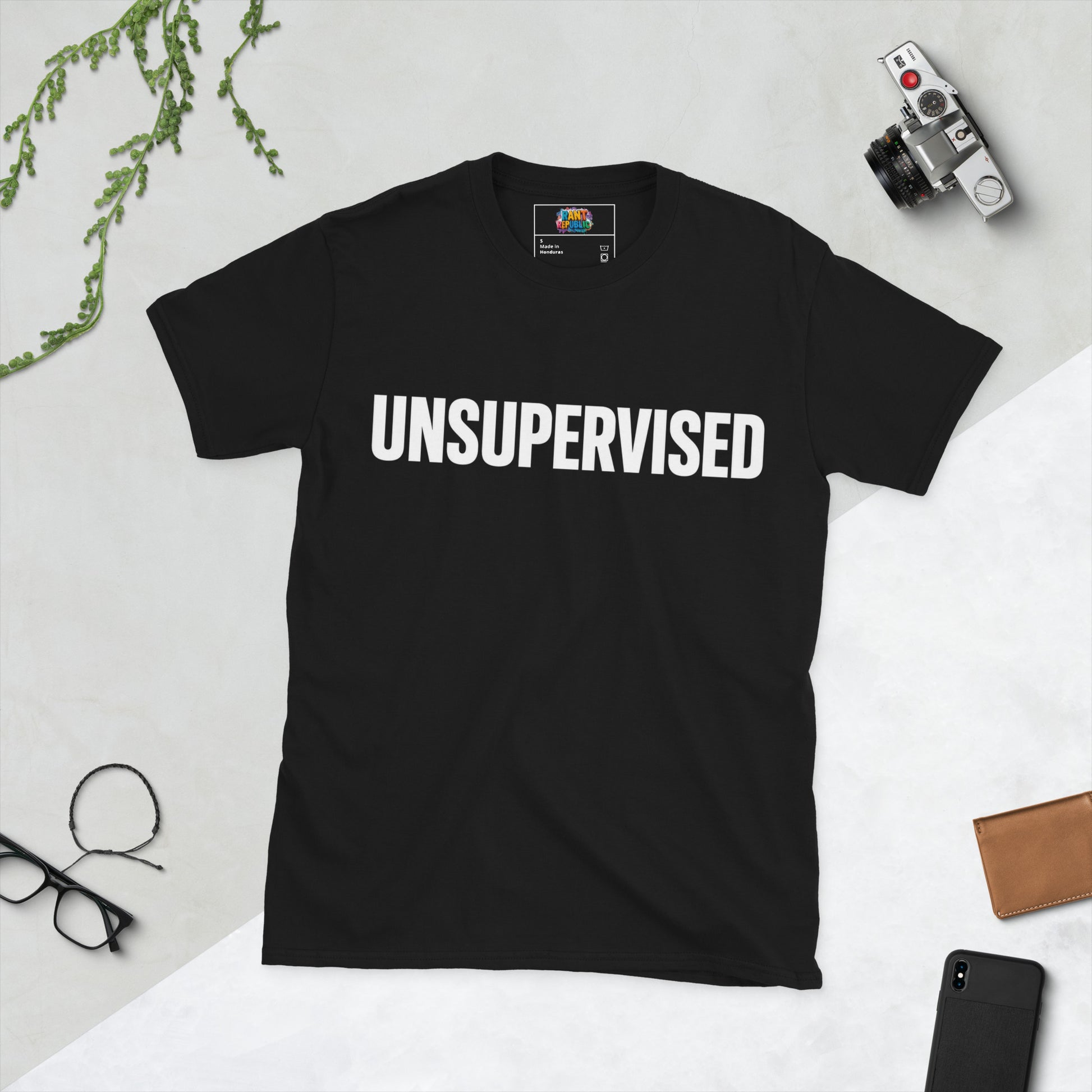 Unsupervised inappropriate shirt bold statement black tee white block letters dark humor graphic